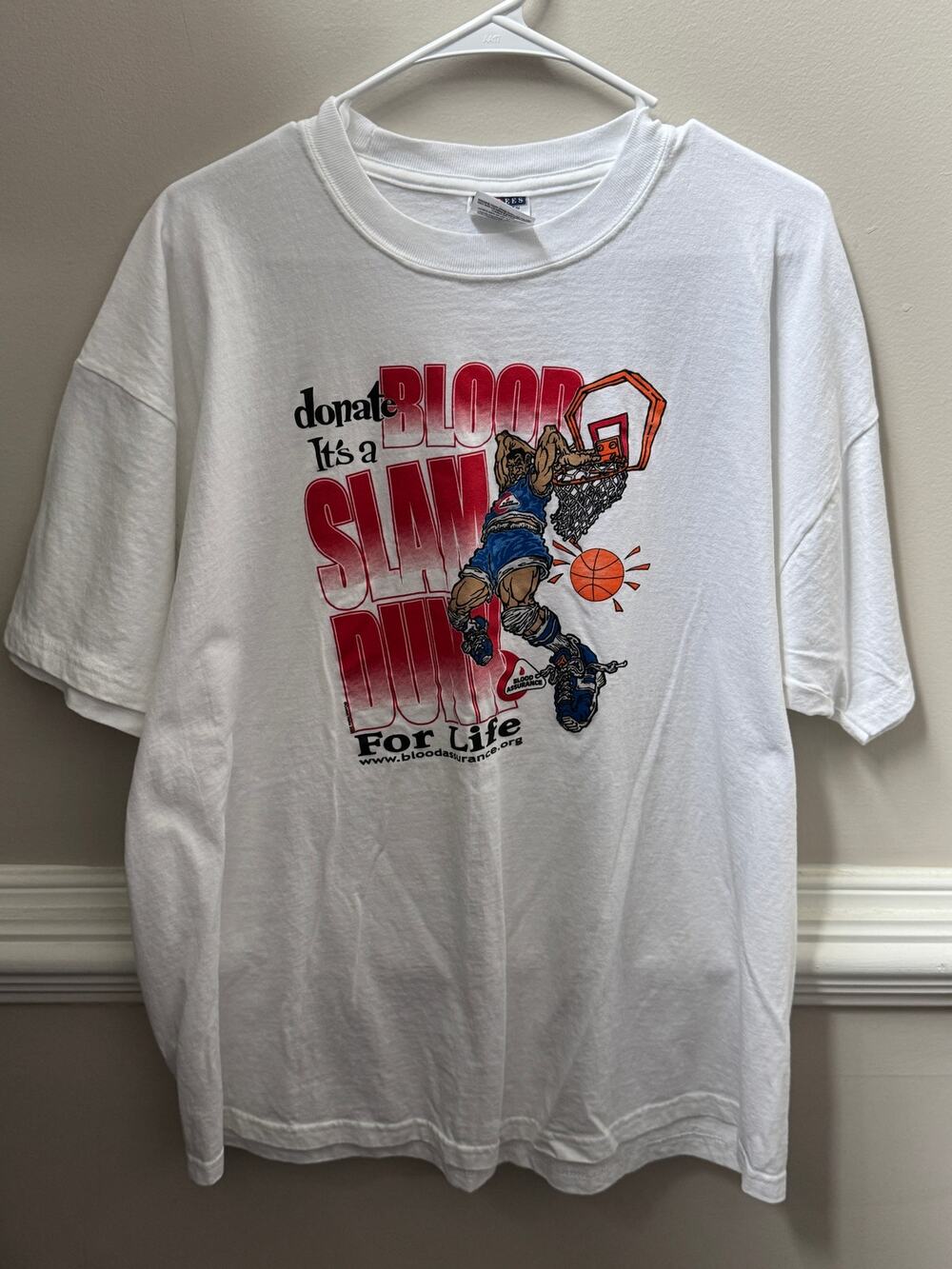 Vintage Blood Assurance Slam Dunk For Life Basketball T-Shirt XL Jerzees